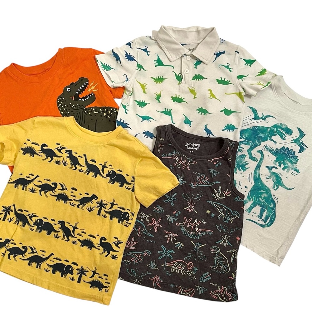Dinosaur Dino Jurassic Print Theme T-Shirt Bundle Mixed Brands Tee Lot Boys 4T